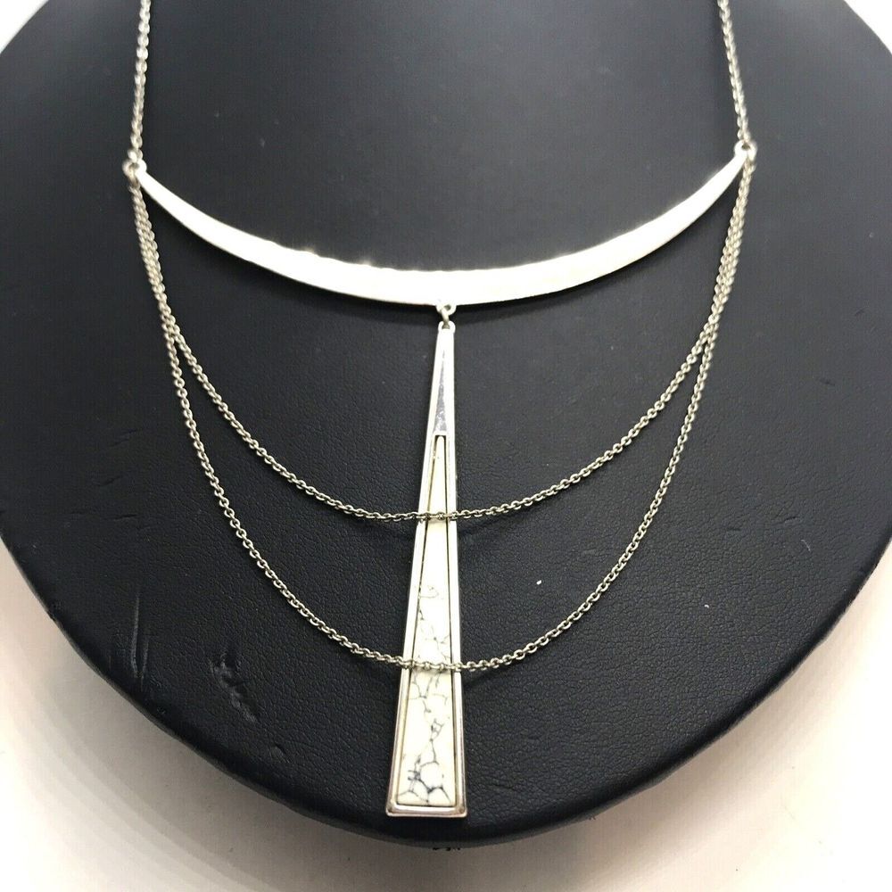 Stella & Dot‎ SWAG COLLAR NECKLACE Howlite Silver Chains Reversible Retired